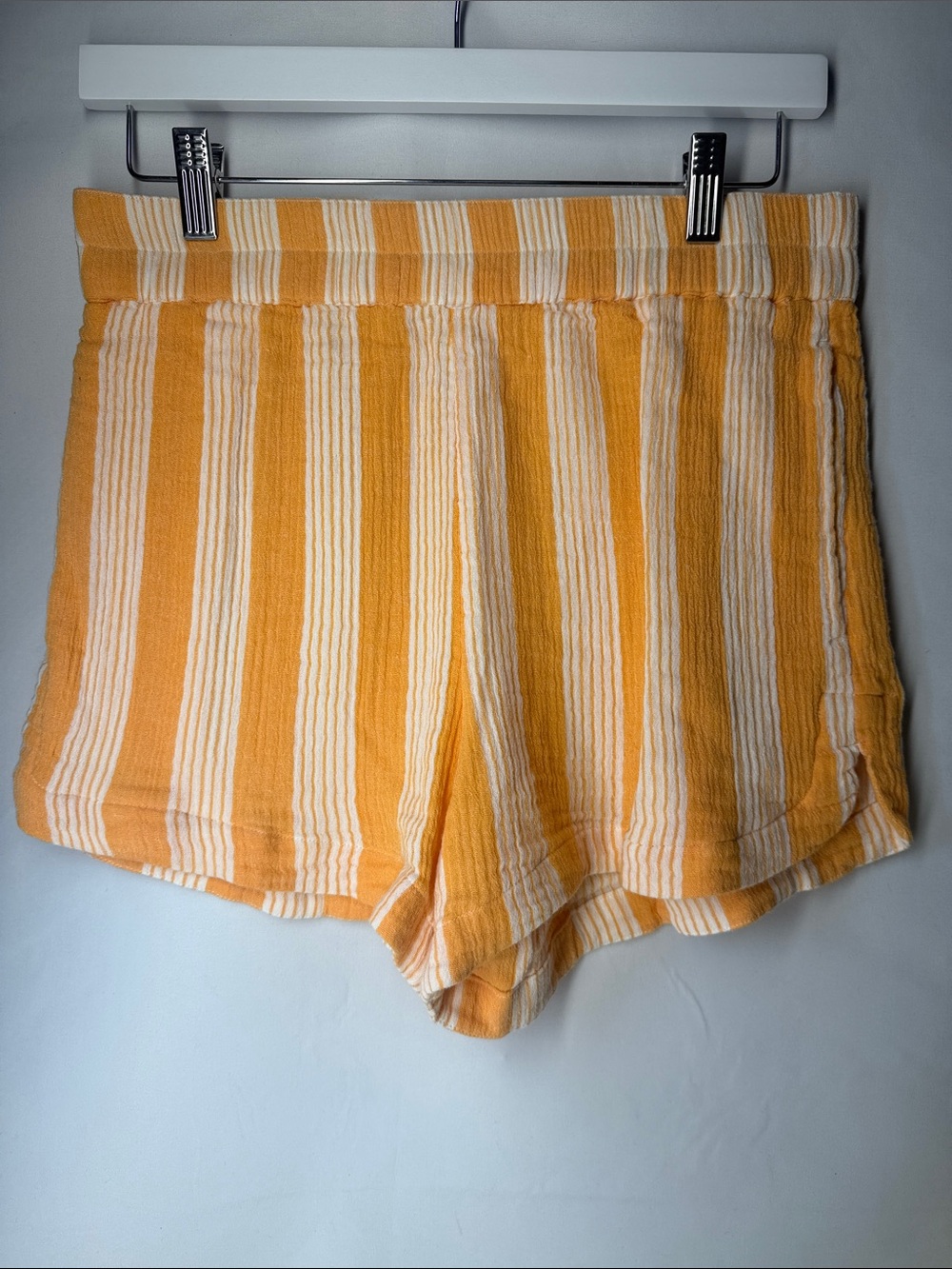 Rip Curl Orange White Striped Cotton Gauze Shorts Size M